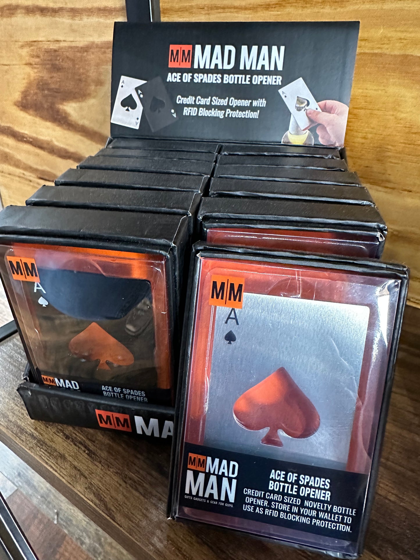Stainless Ace Of Spades Bottle Opener & RFID Wallet Guard